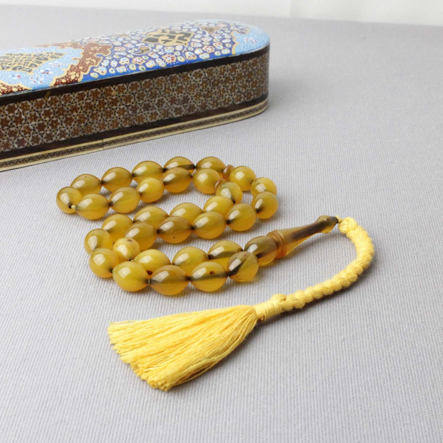 Kayısı Renk Hareli Dev Boy Sıkma Kehribar Tespih