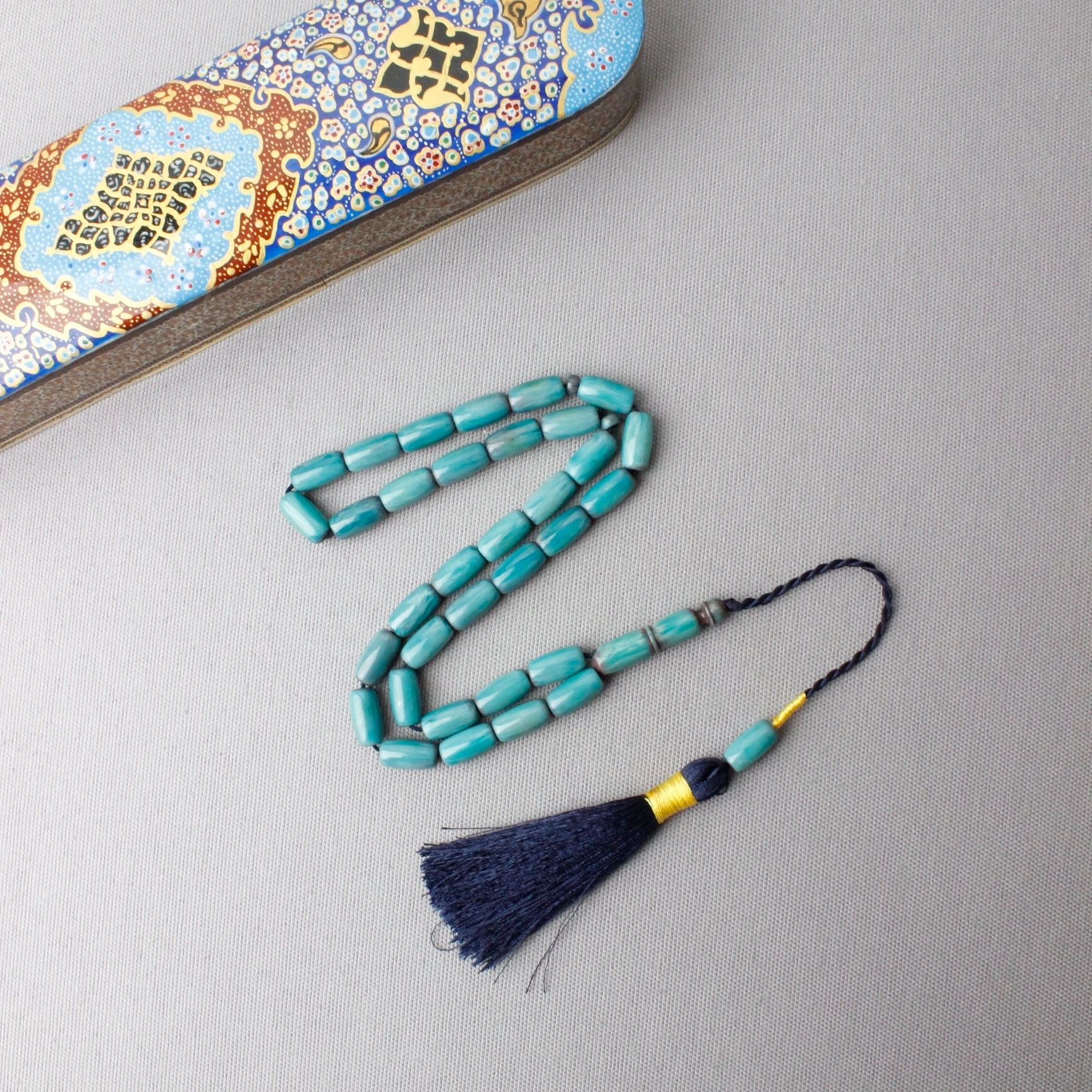 Dev Boy Mavi Renk Hareli Kapsül Kesim Katalin Tespih