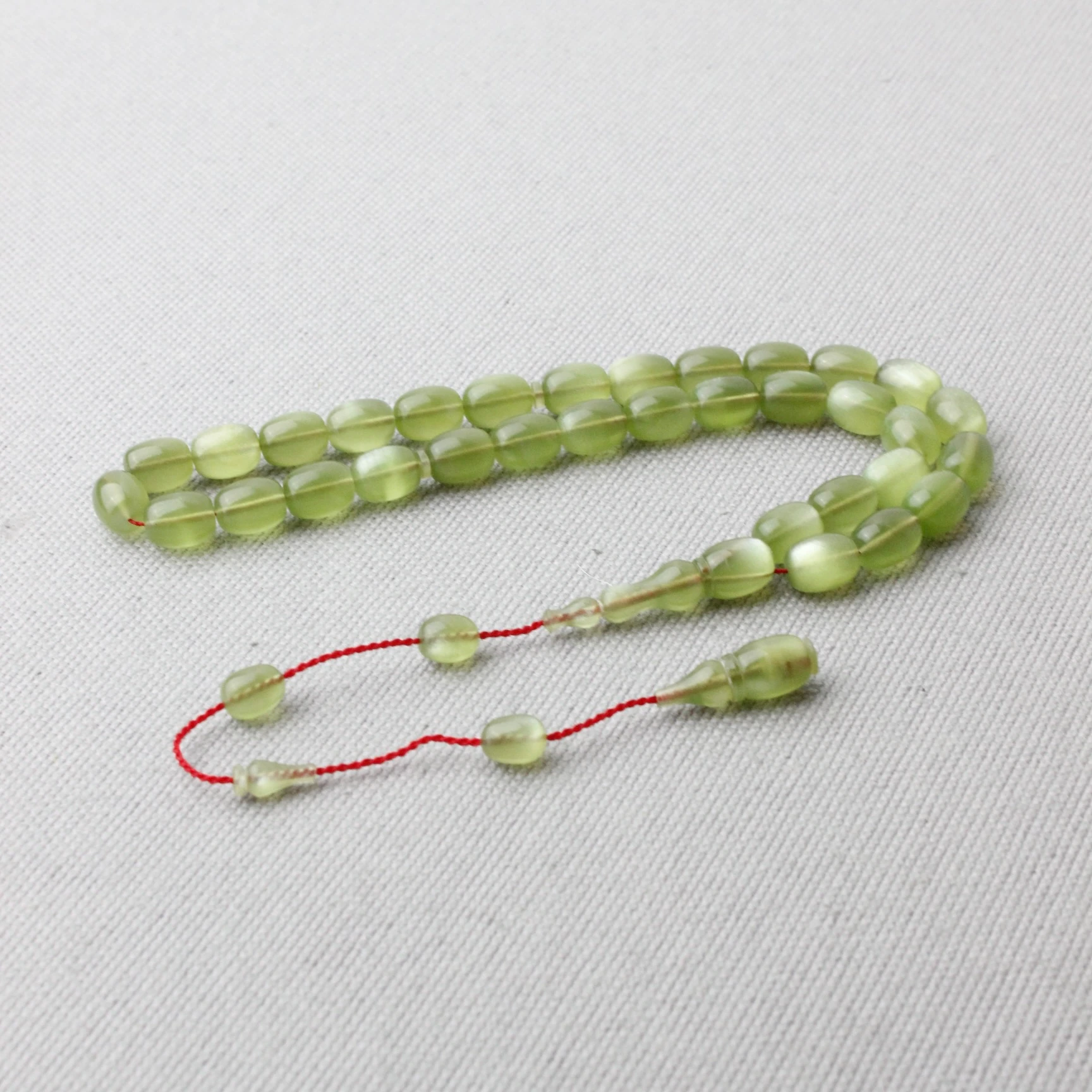 Sedefli Hamur El Boy Yeşil Renk Sıkma Kehribar Tespih