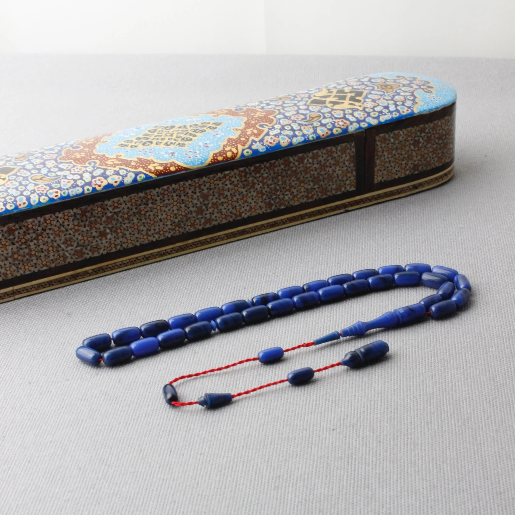 Okyanus Mavisi Kapsül Kesim Usta İşçilikli Katalin Tespih