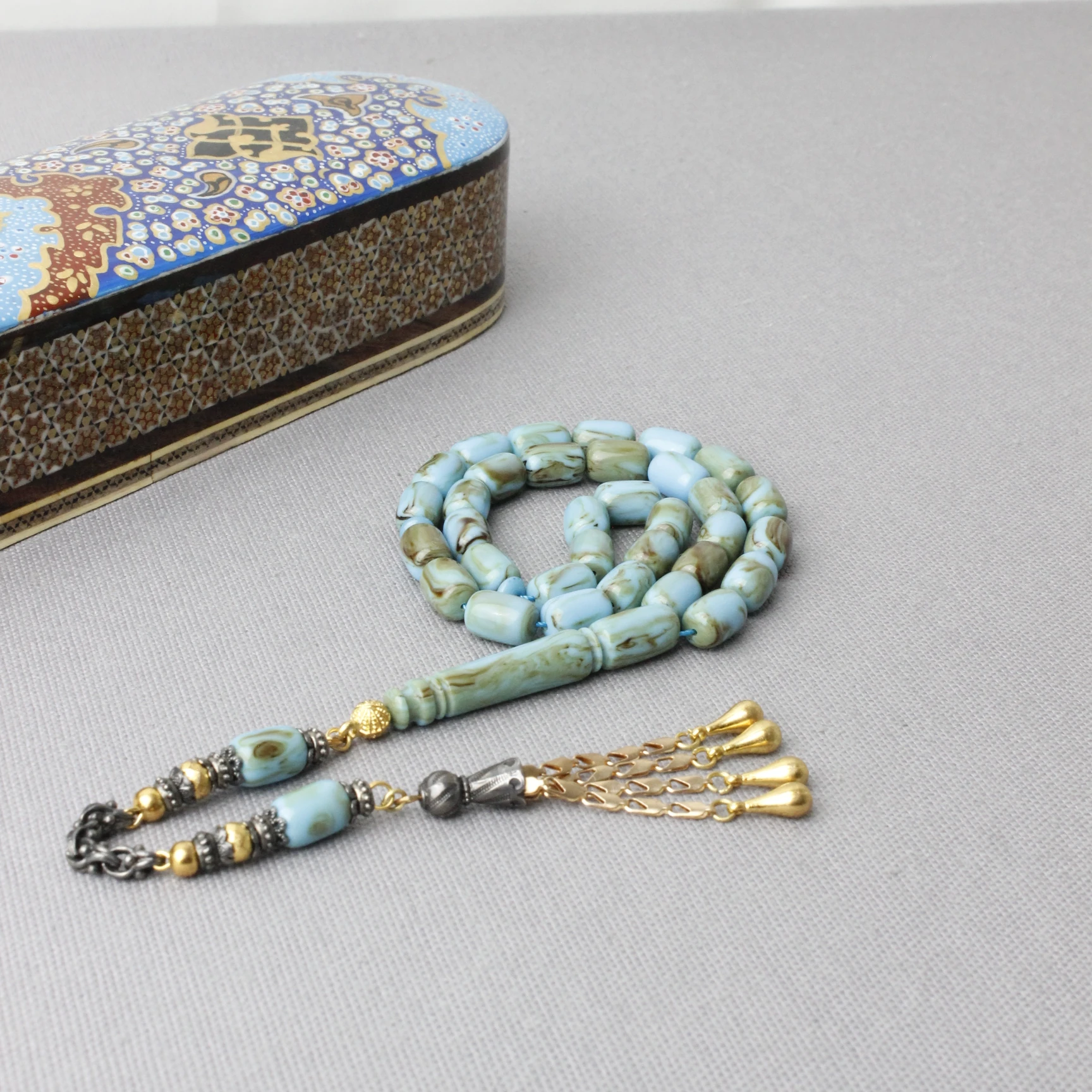 Çelik Püsküllü Arizona Firuze Katalin Tespih