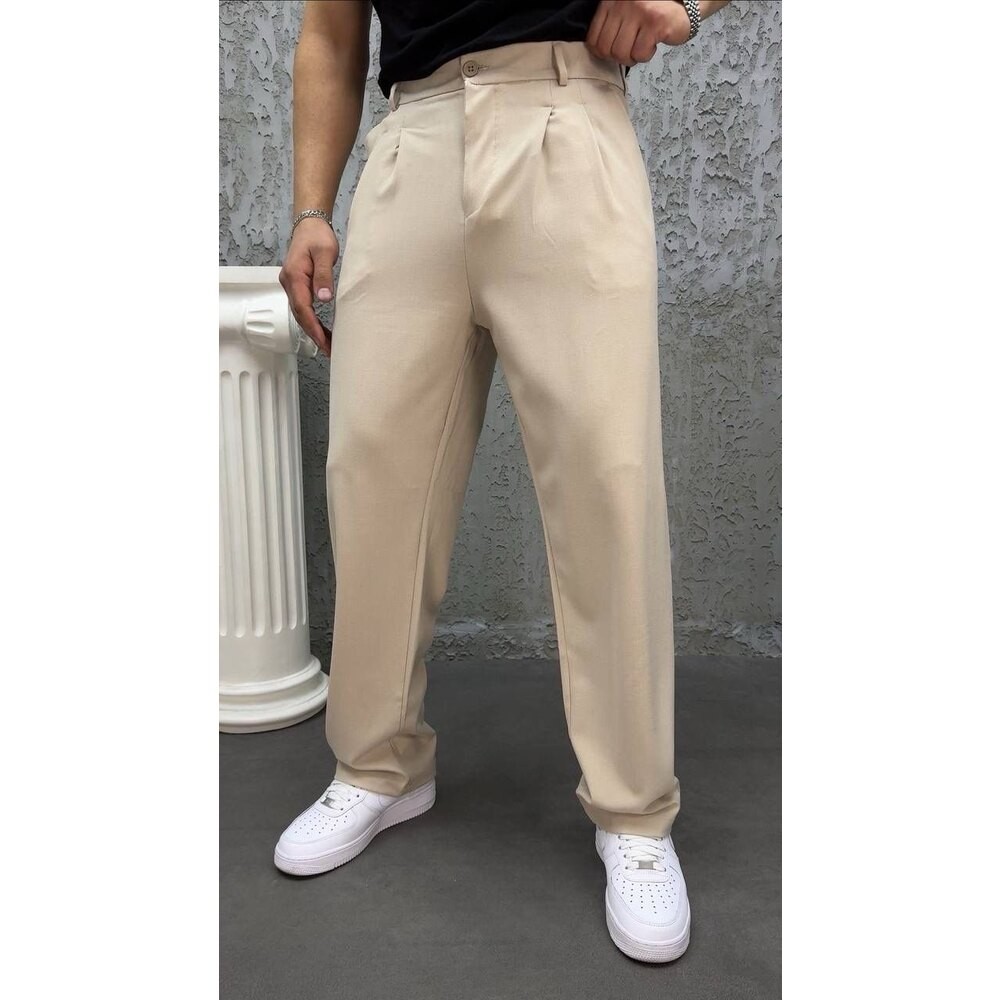 Baggy Bej Kumaş Pantolon