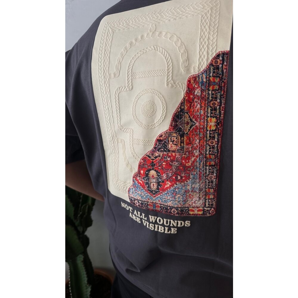 Etnik Desen Oversize Baskılı Tişört