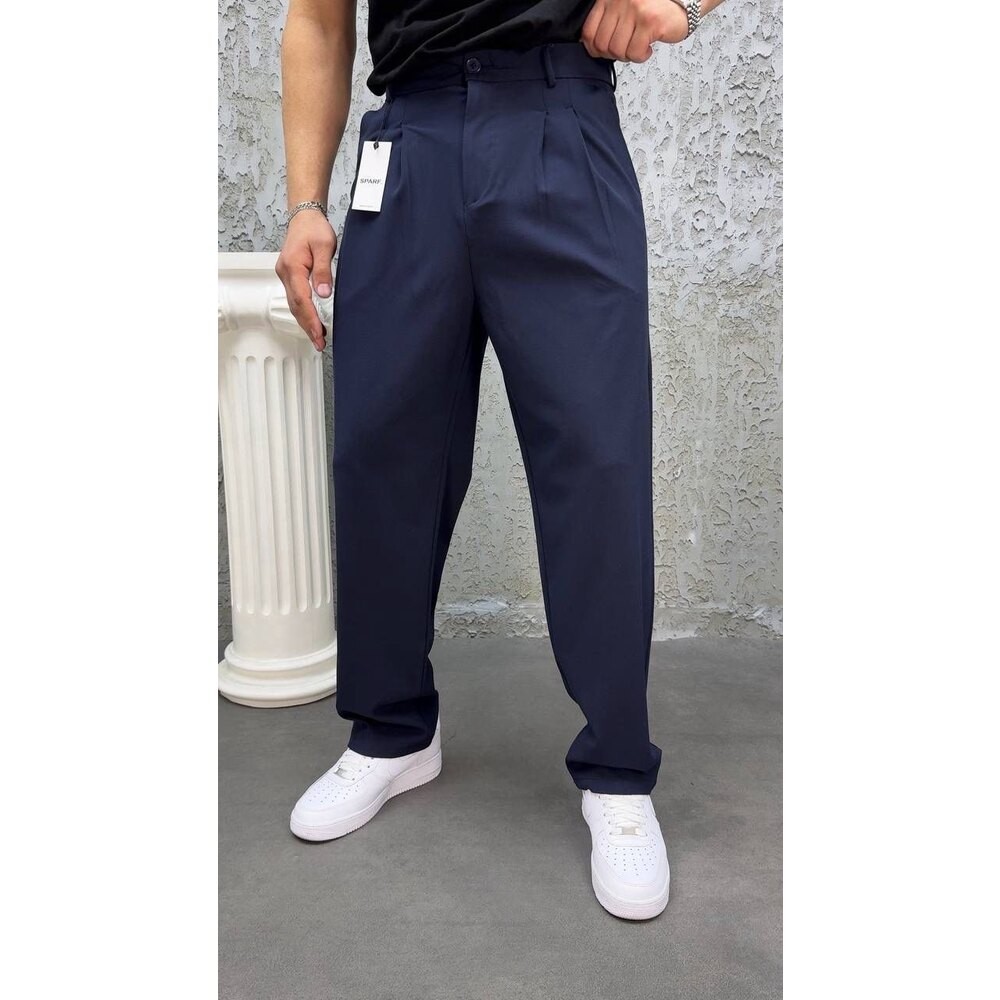 Baggy Lacivert Kumaş Pantolon
