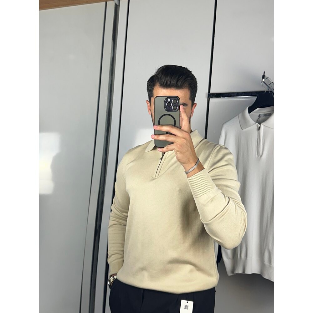 Polo yaka triko bej