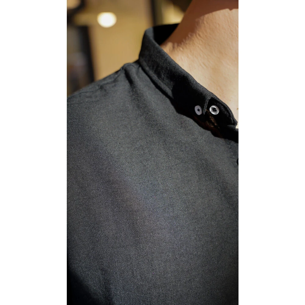 Oversize Siyah Keten Gömlek