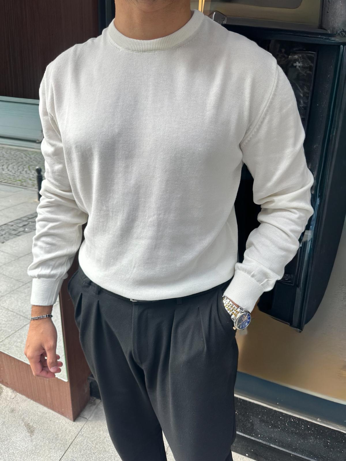 Basic Örme Pamuklu Triko - Beyaz