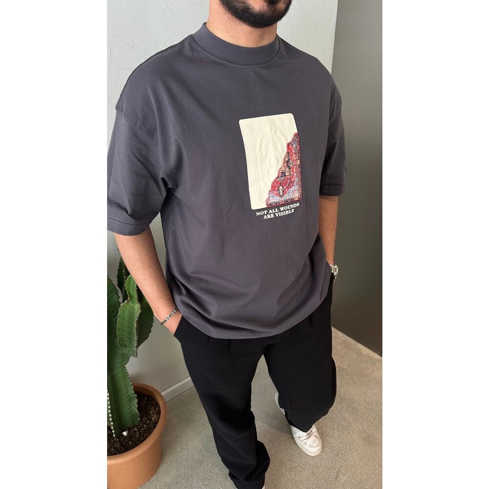 Etnik Desen Oversize Baskılı Tişört