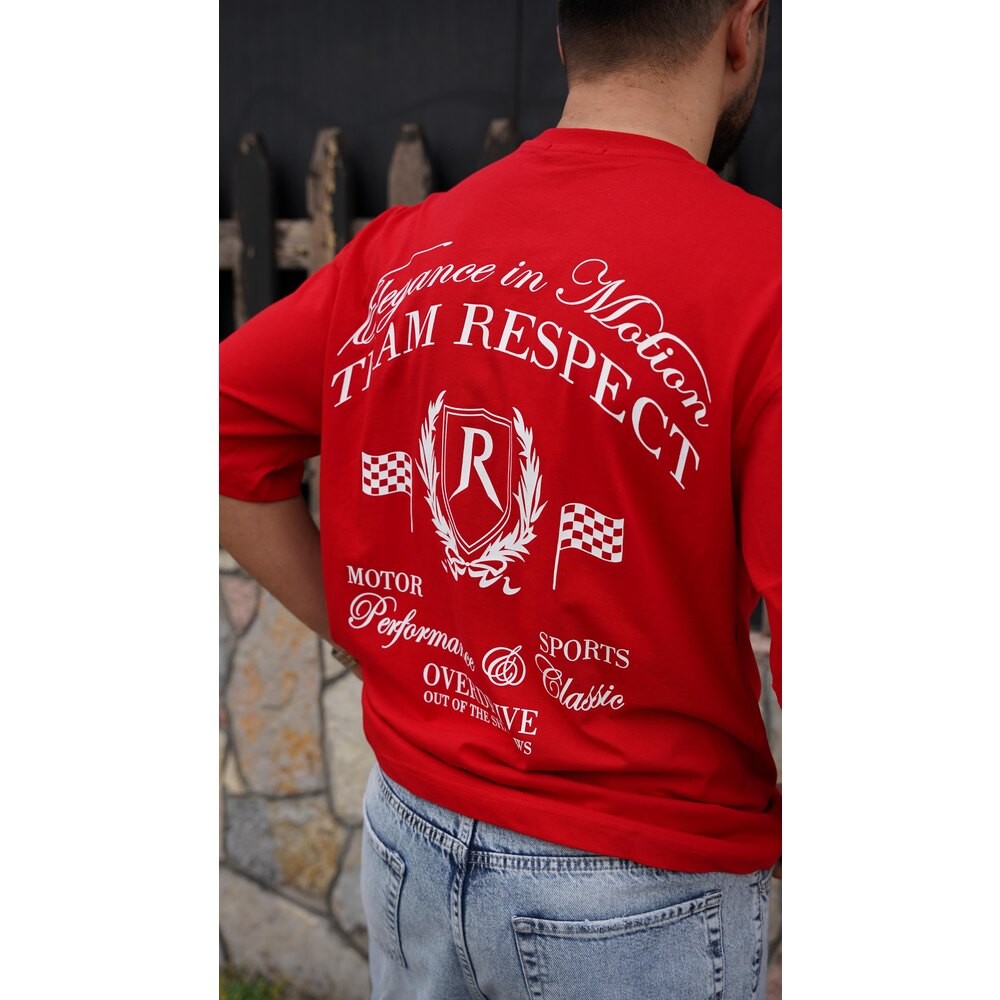 Oversize Baskılı Kırmızı Tişört