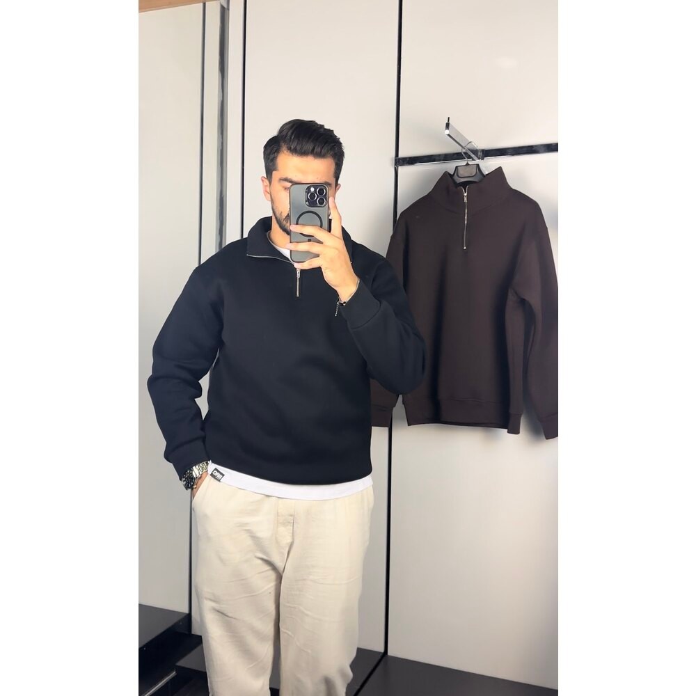 Oversize yarım fermuarlı sweat