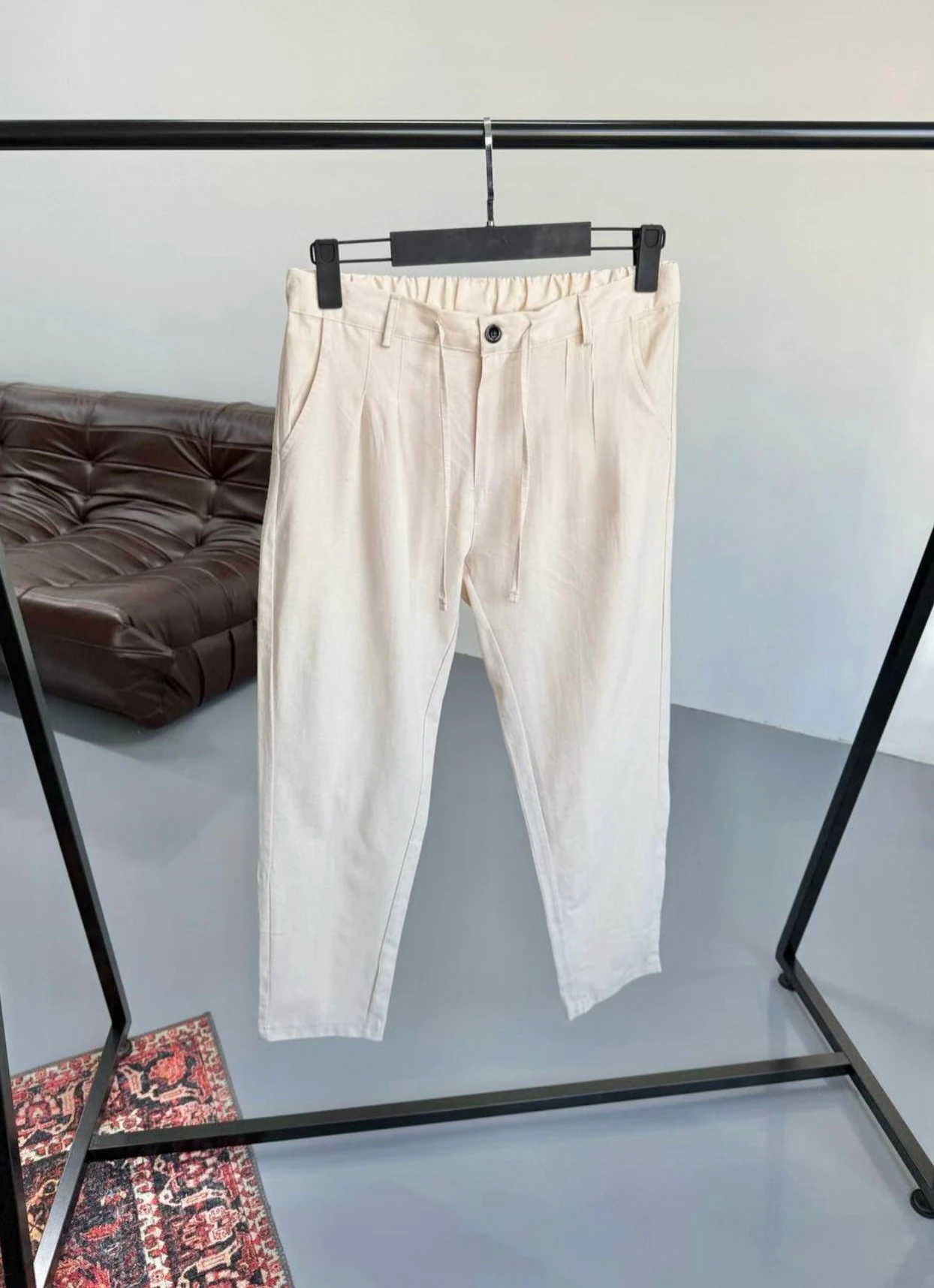 Boyfriend Keten Bej Pantolon