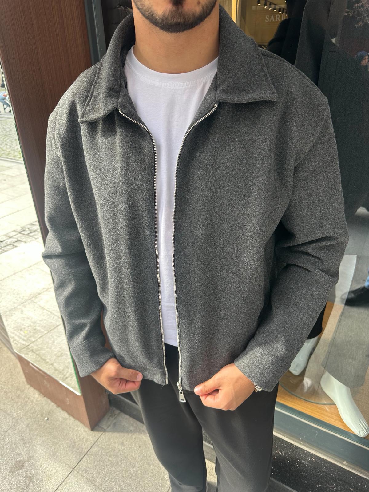 Oversize Kaşe Ceket - Antrasit