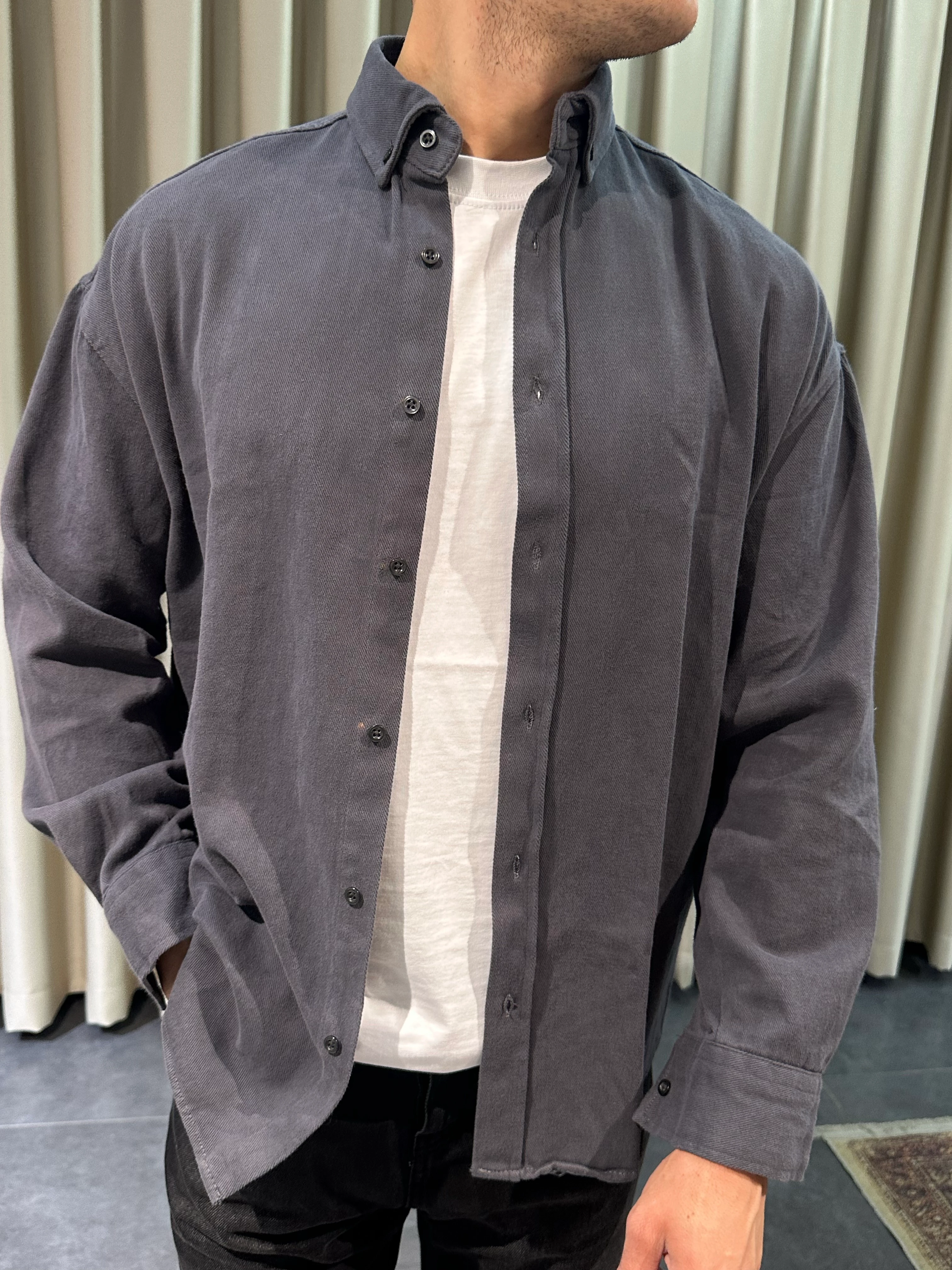 Antrasit Gabardin Mevsimlik Gömlek