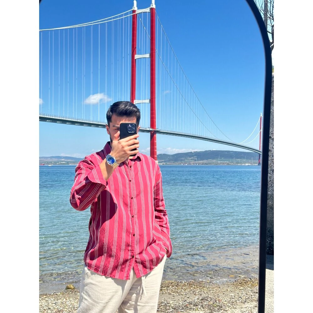 Bordo Modal Kumaş Oversize Gömlek