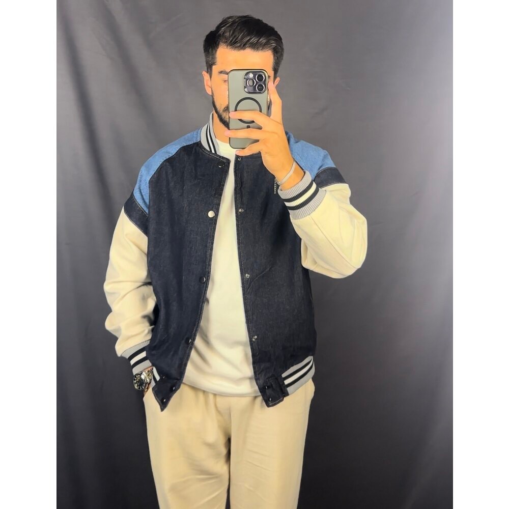 Oversize Parçalı Kot Ceket