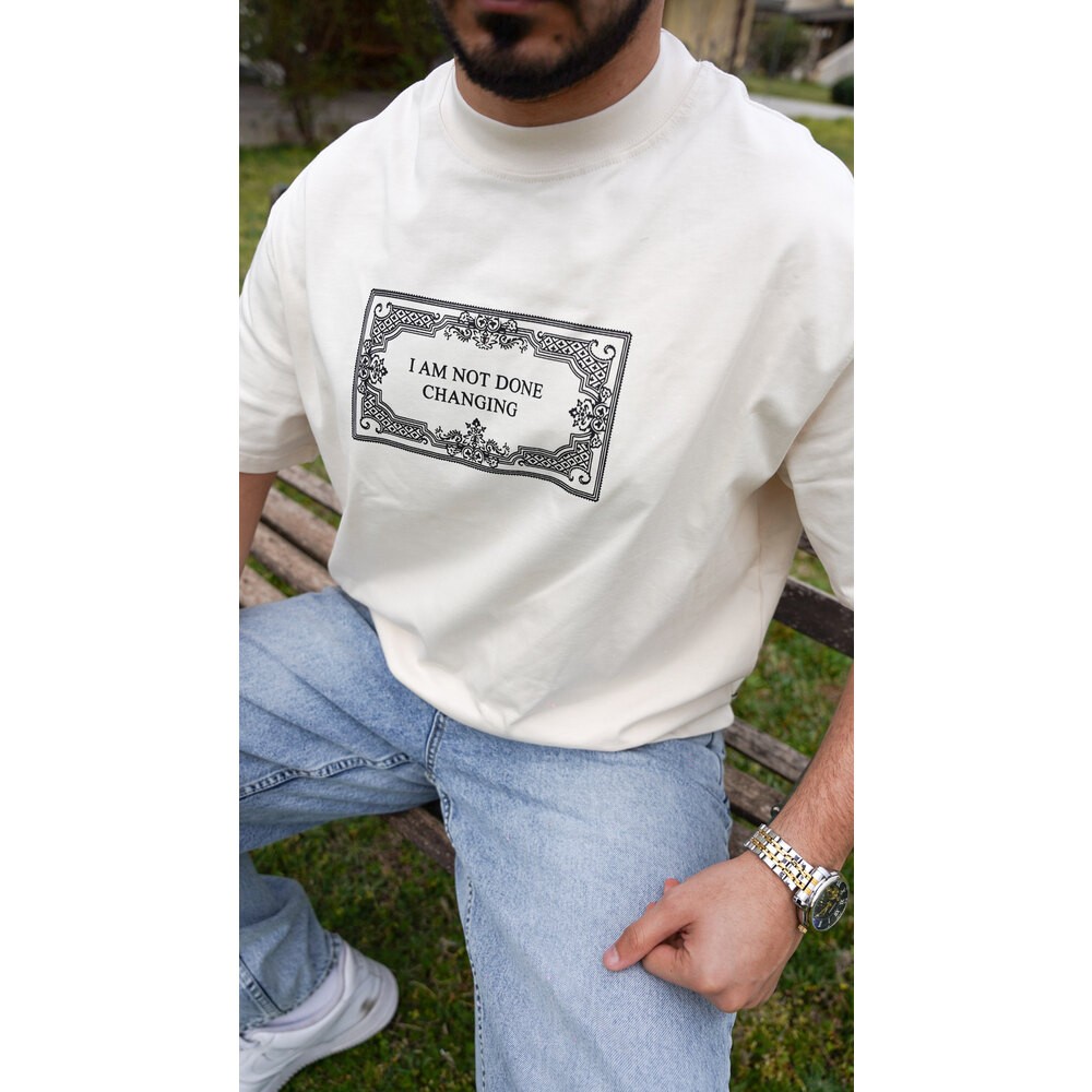 Etnik Desen Oversize Baskılı Tişört