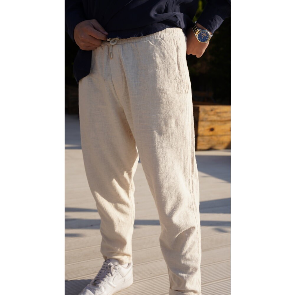 Boyfriend Keten Bej Pantolon