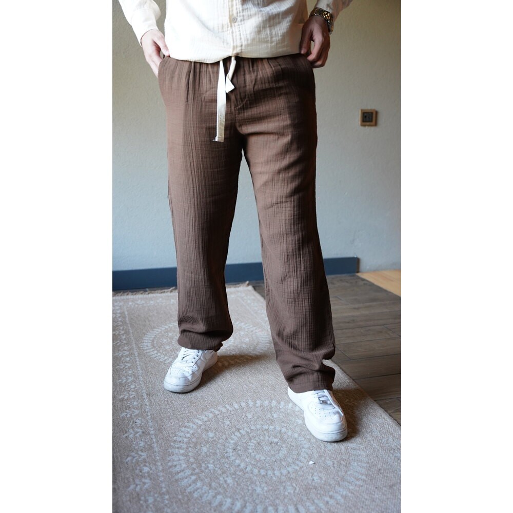 Müslin Baggy Kahve Pantolon