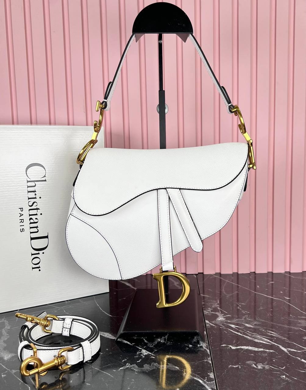 Christian Dior Saddle Bag - White
