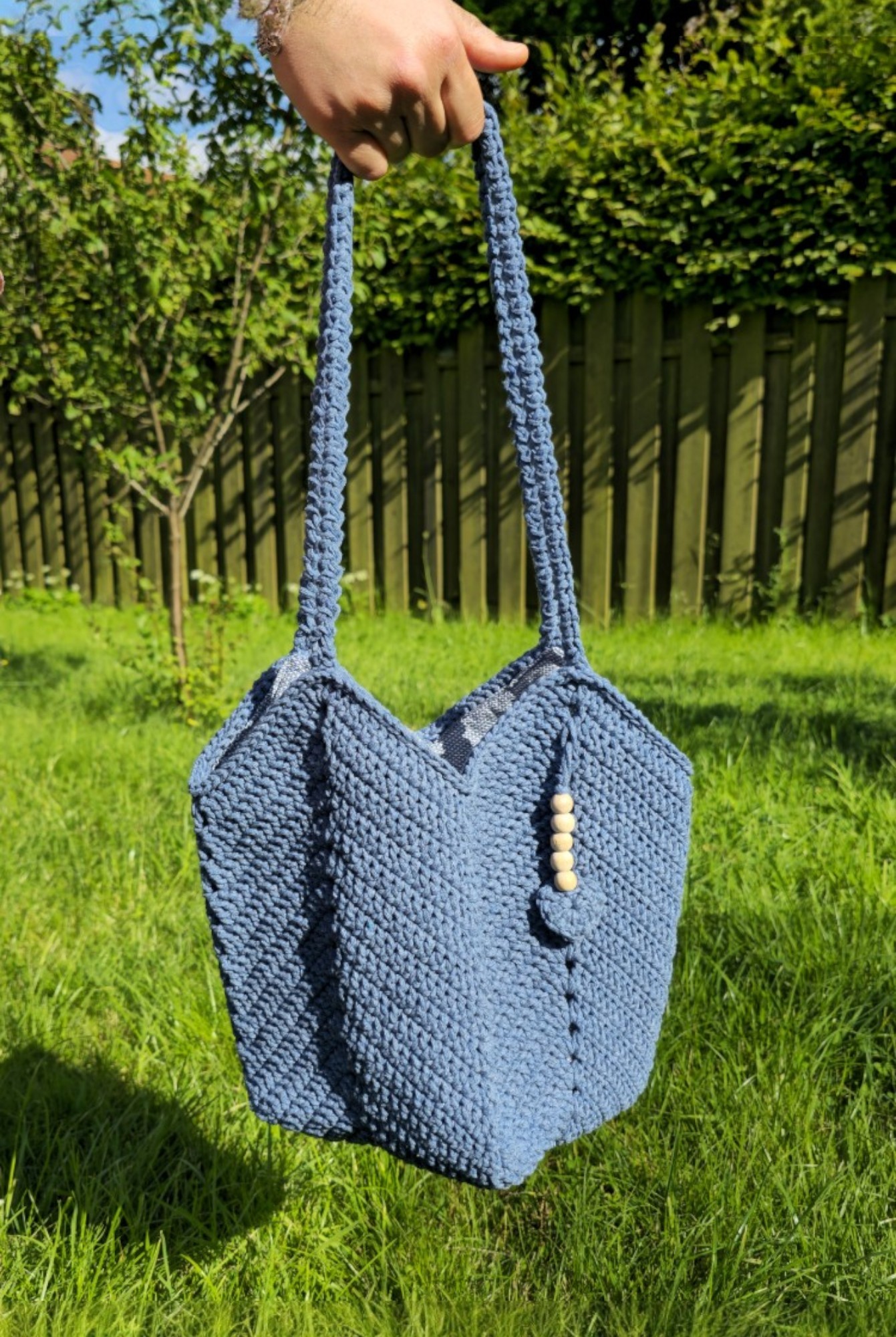 Handgemachte Häkel Handtasche aus Baumwoll Makramee Garn