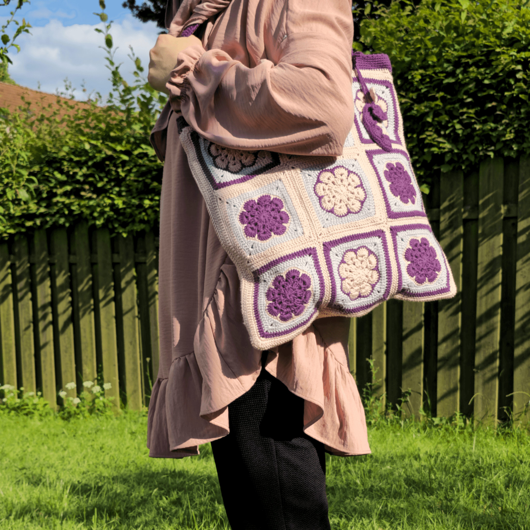 Handgemachte Quadratische Häkeltasche 