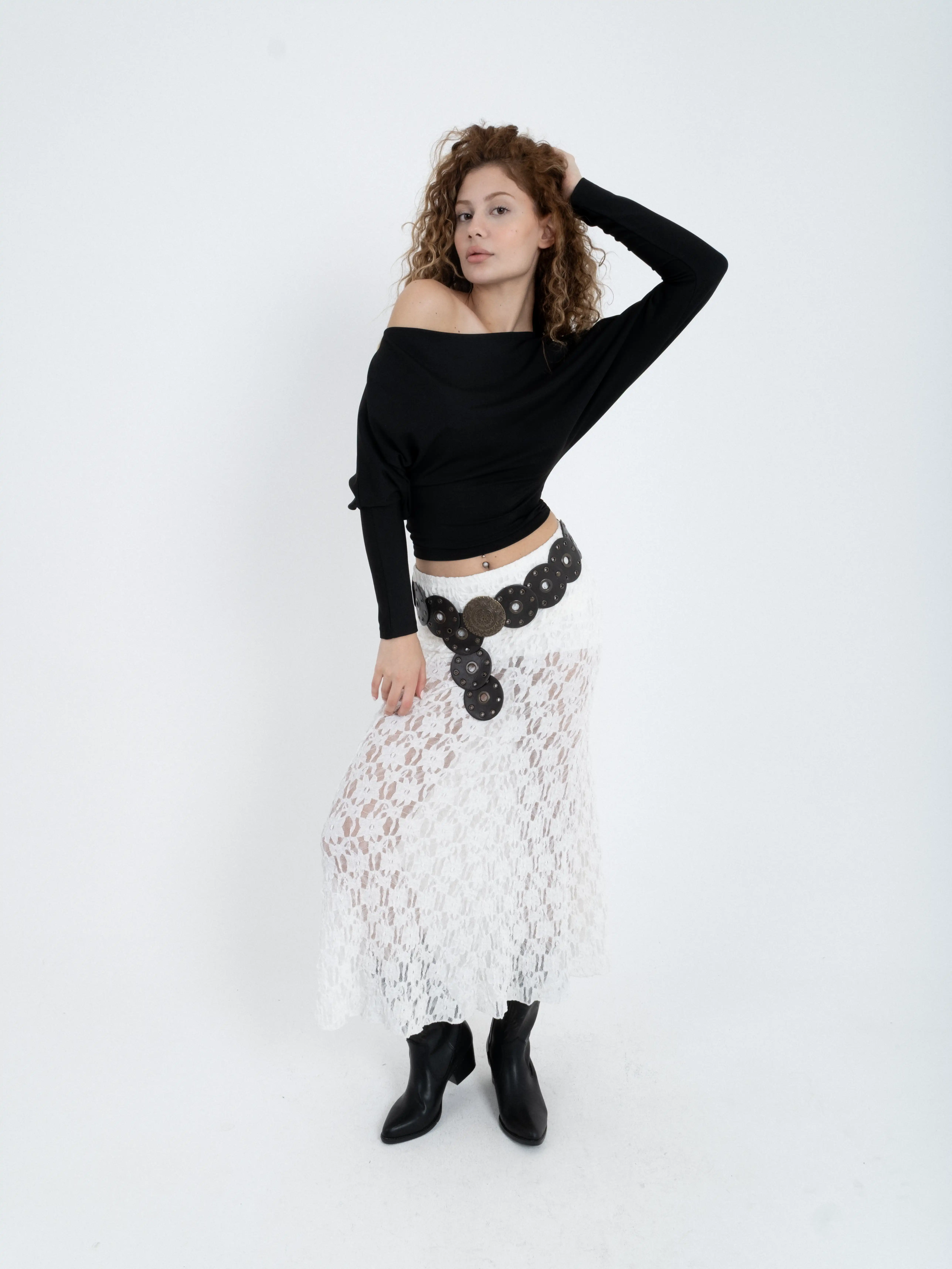 Asimetrik Kesim Uzun Kollu Body