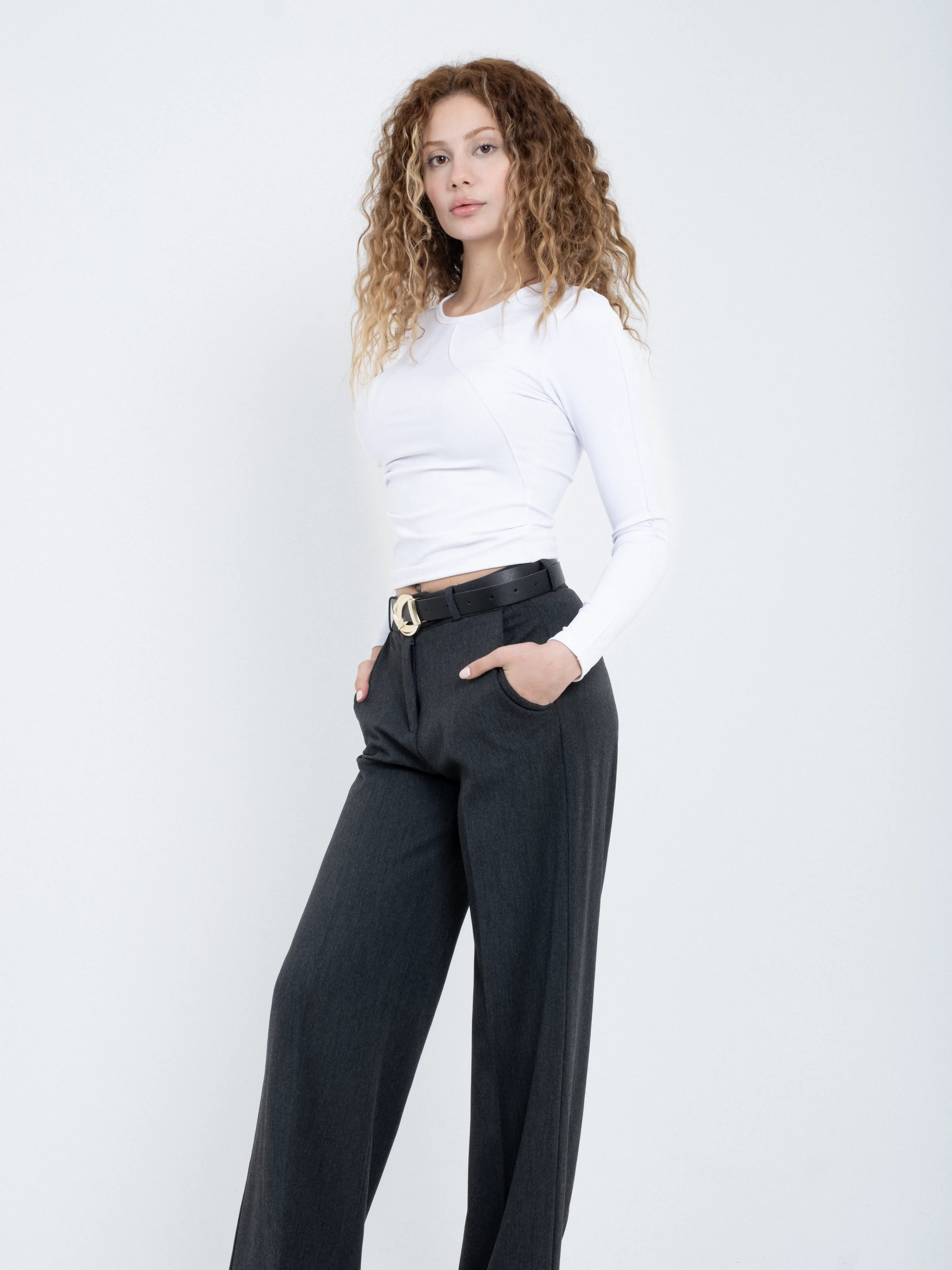 Bisiklet Yaka Dikiş Detaylı Uzun Kollu Body Bluz