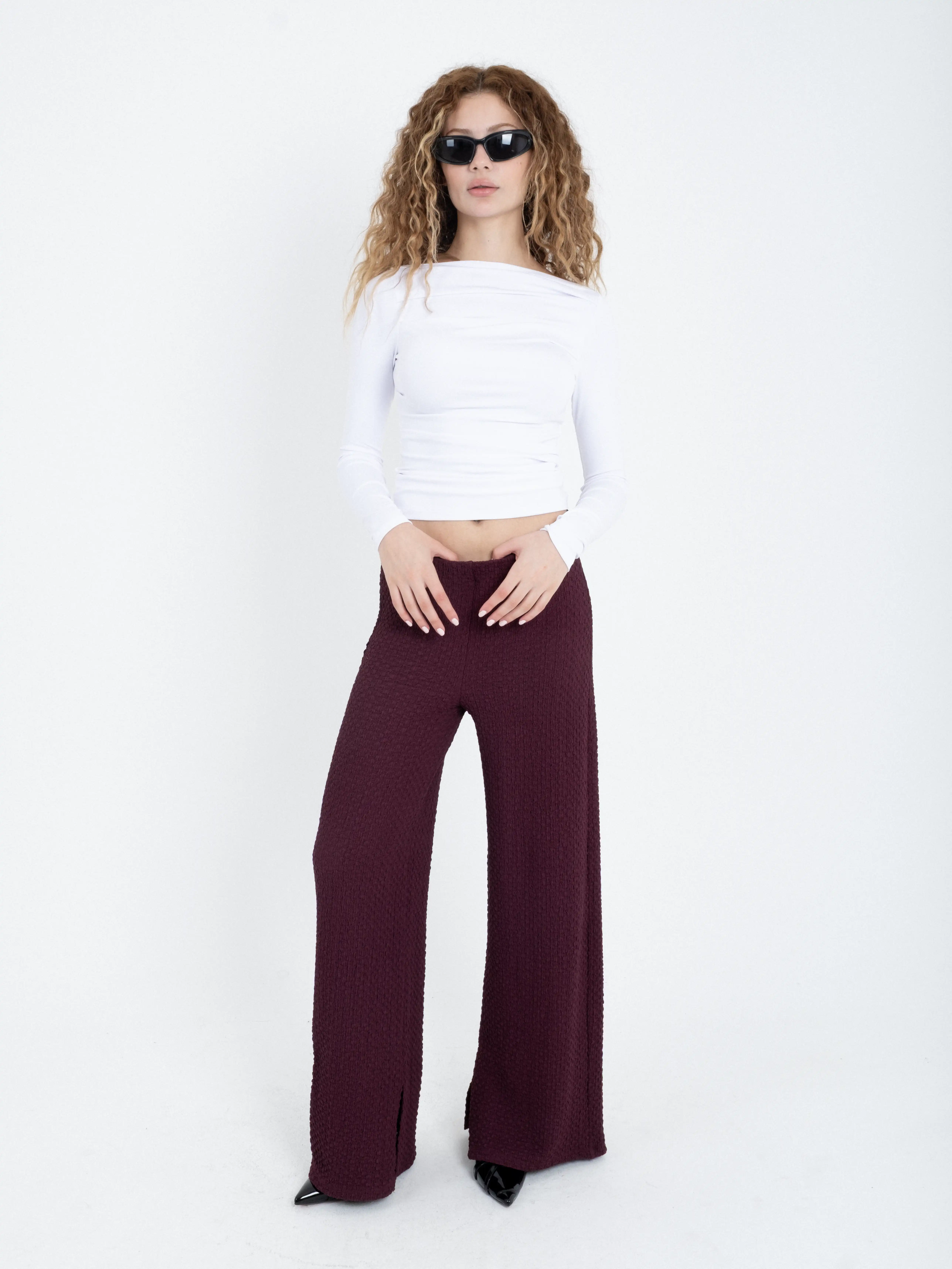 Kayık  Yaka Uzun Kollu  Büzgülü Body Bluz