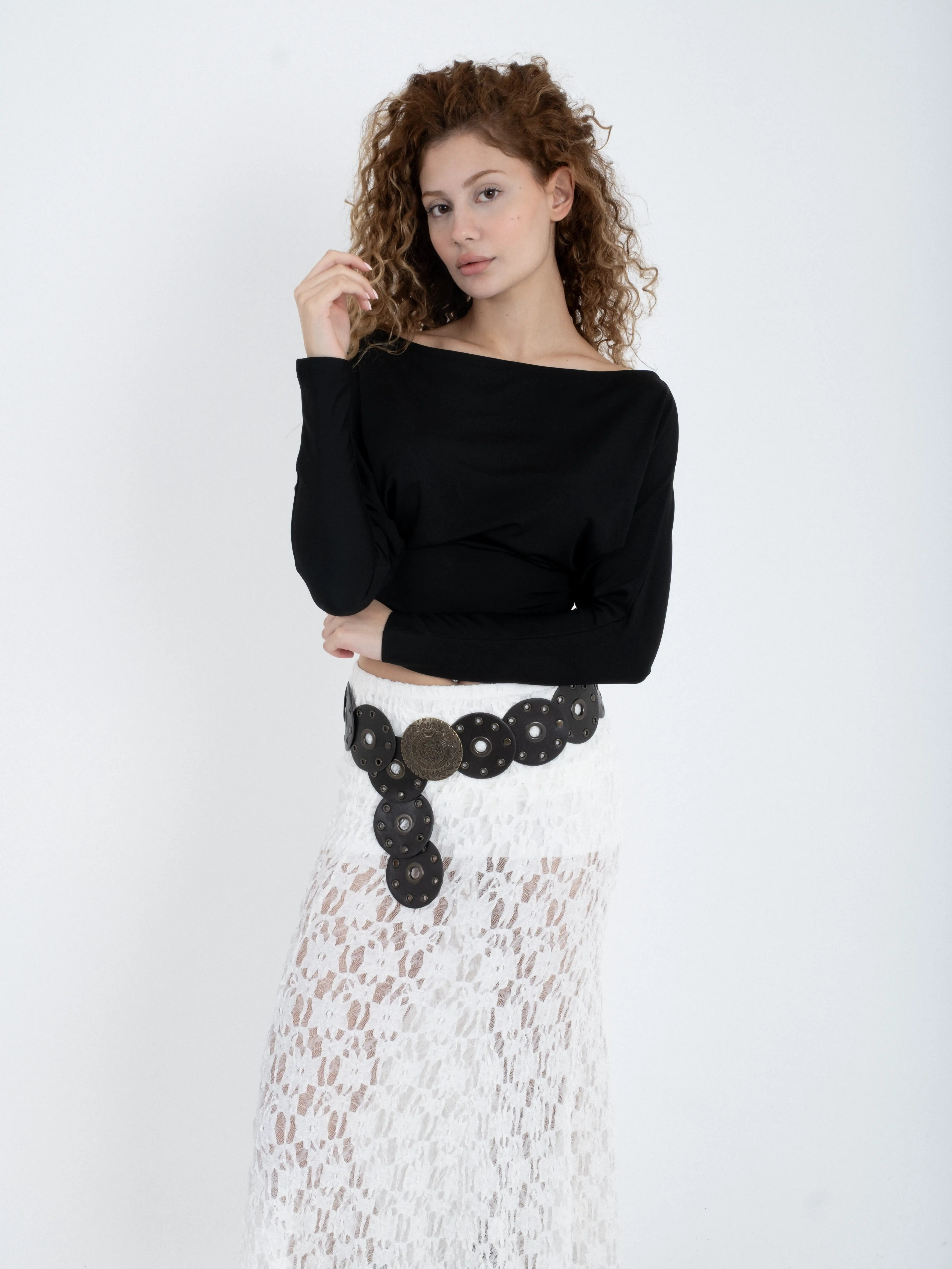 Asimetrik Kesim Uzun Kollu Body