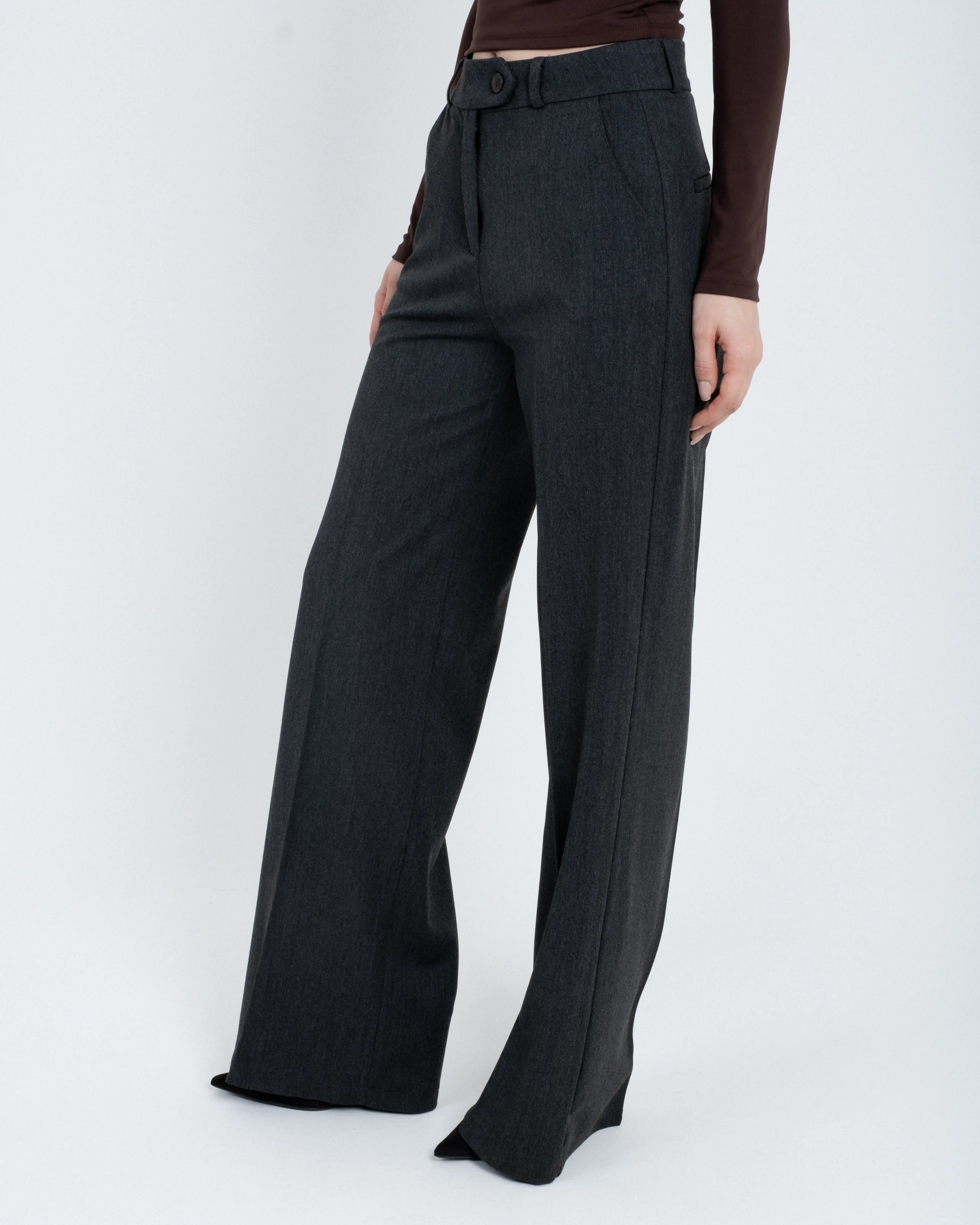 Geniş Paça Dökümlü Kumaş Pantolon