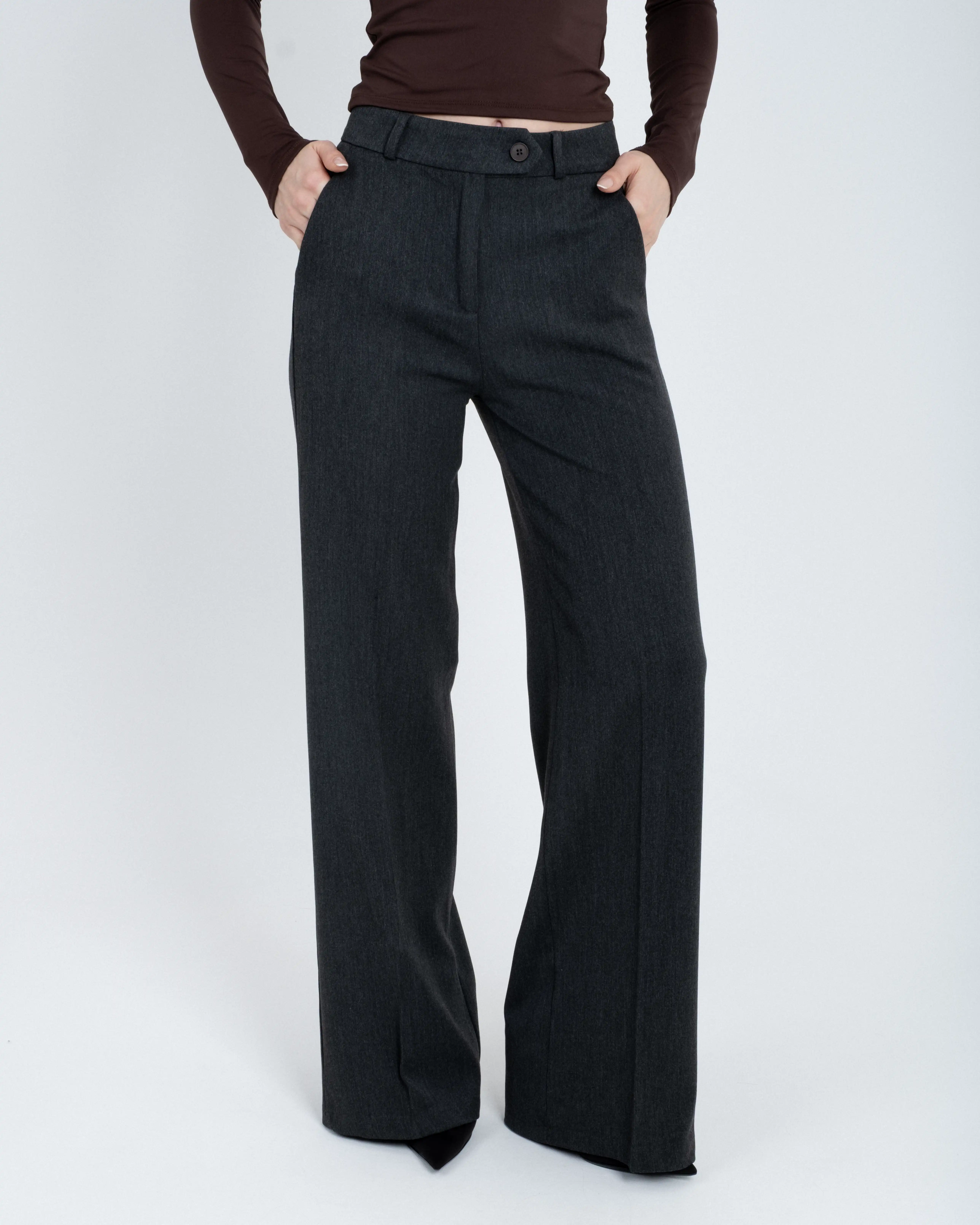 Geniş Paça Dökümlü Kumaş Pantolon