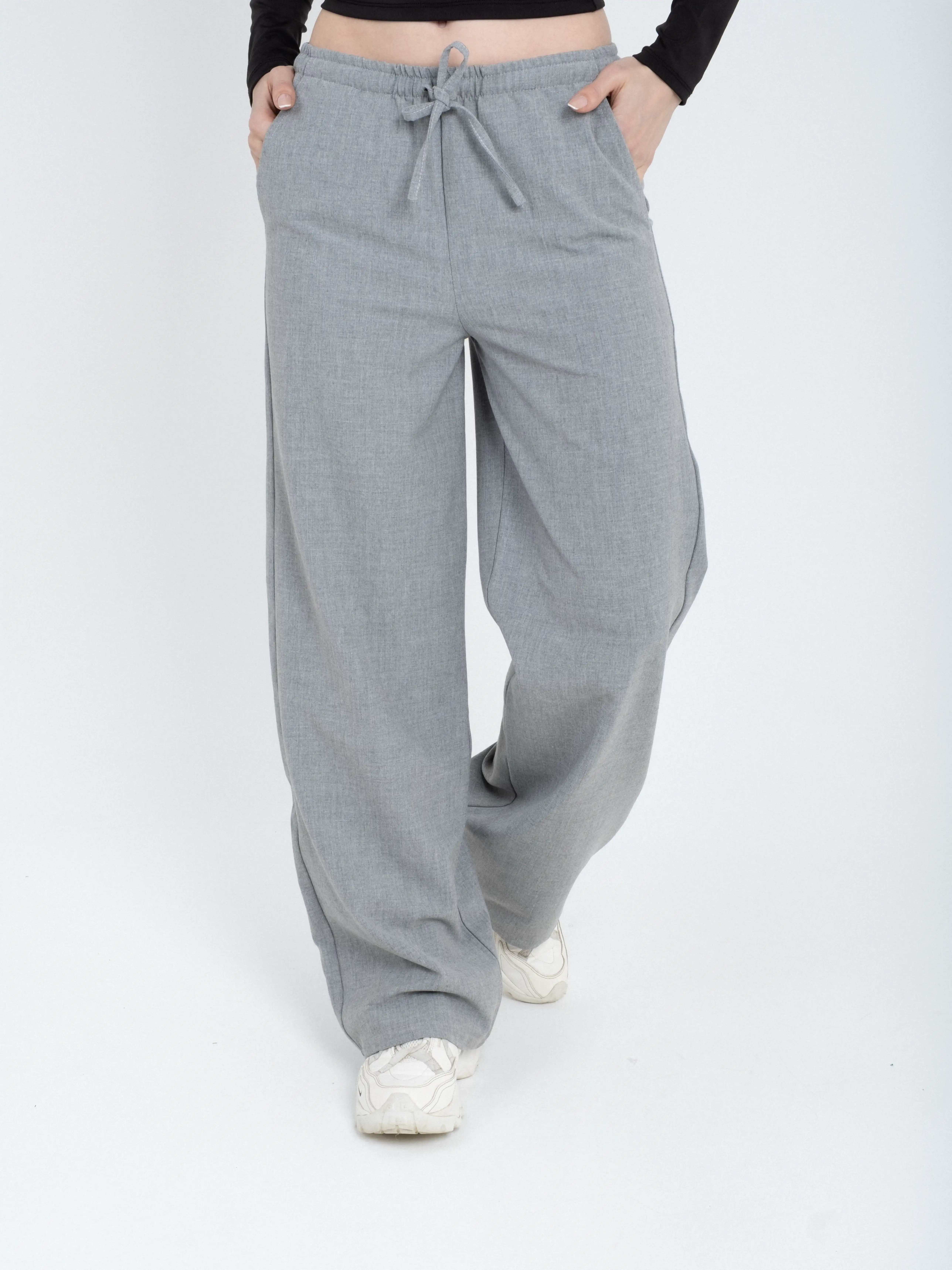 Dökümlü Geniş Paça Kumaş Pantolon