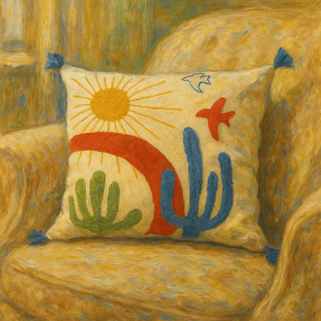 Punch Embroidered Desert Themed Pillow