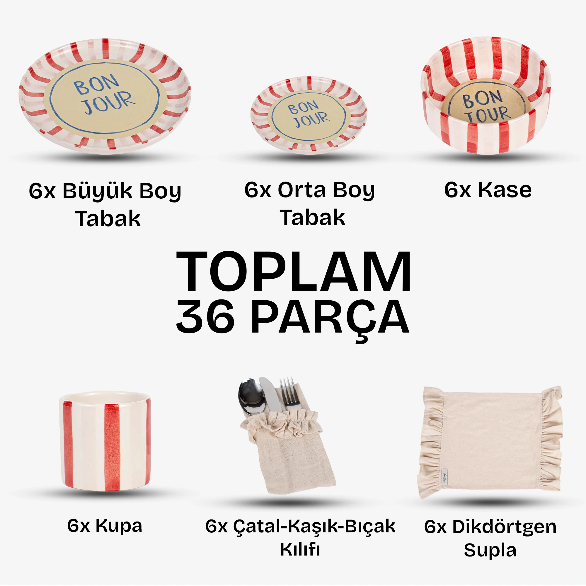 Premium 6 Kişilik 36 Parça Yemek Takımı Çeyiz Seti
