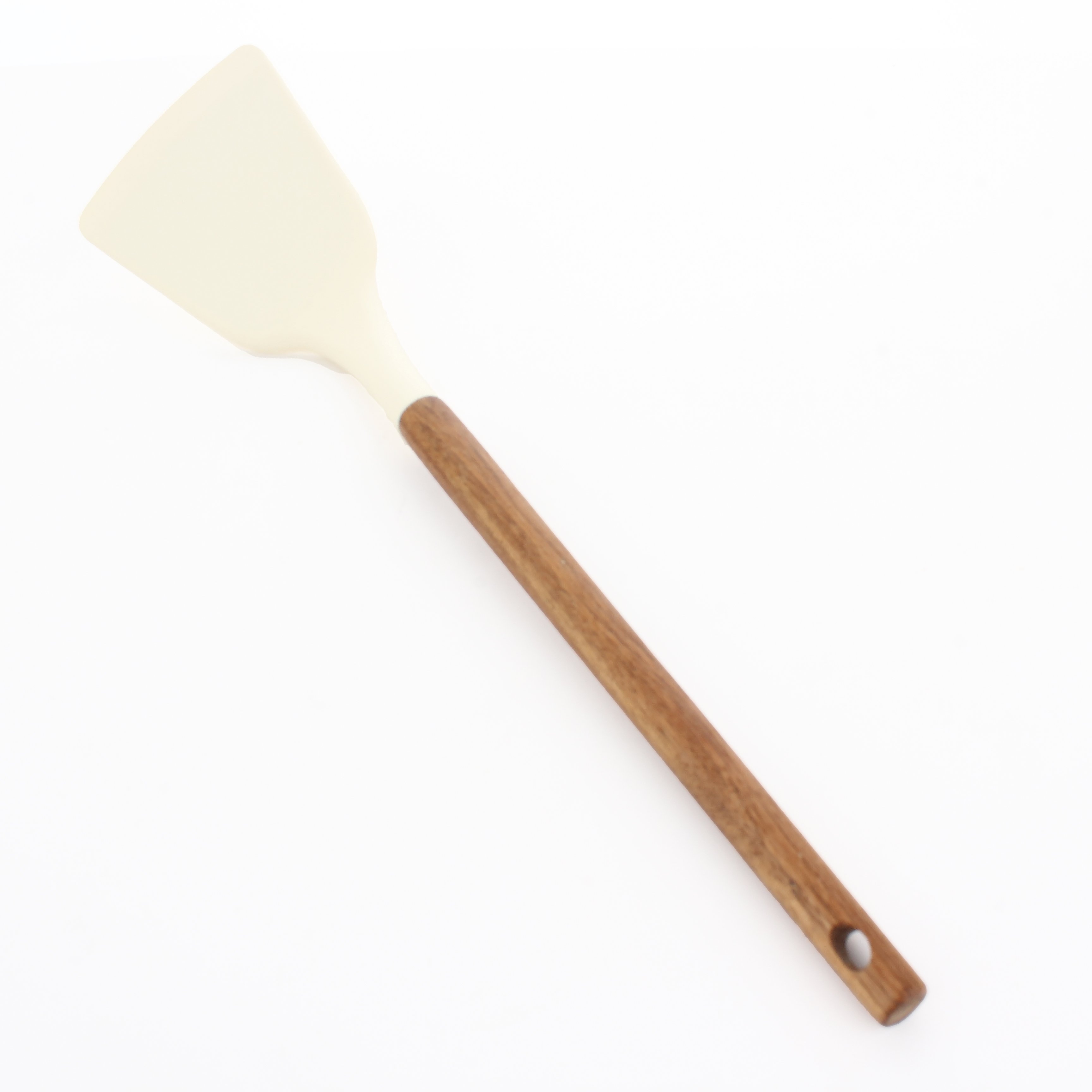 Akasya Naturel Saplı Düz Silikon Spatula