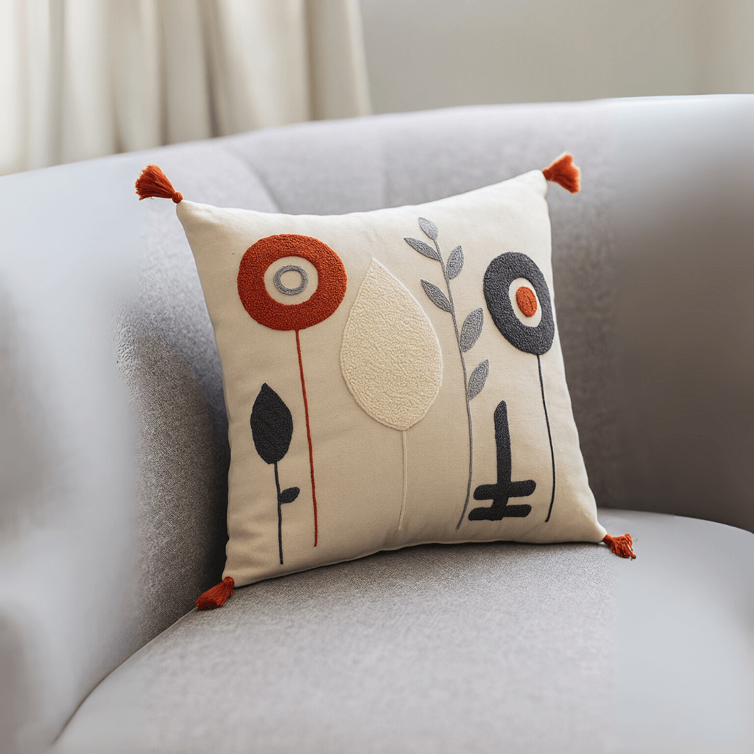 Cottage with a Village Garden Motif with Punch Embroidery