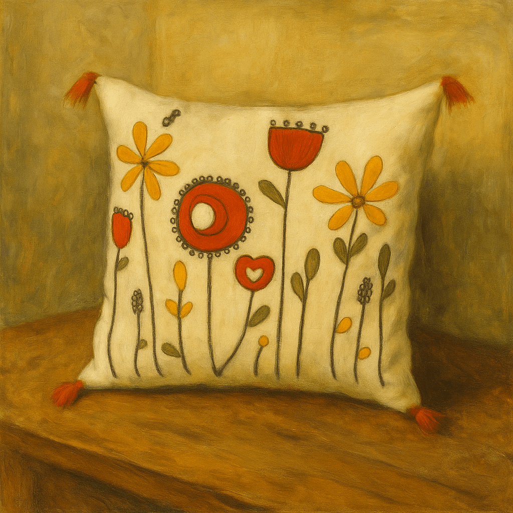 Cotton with Punch Embroidery Tulip and Daisy Motif