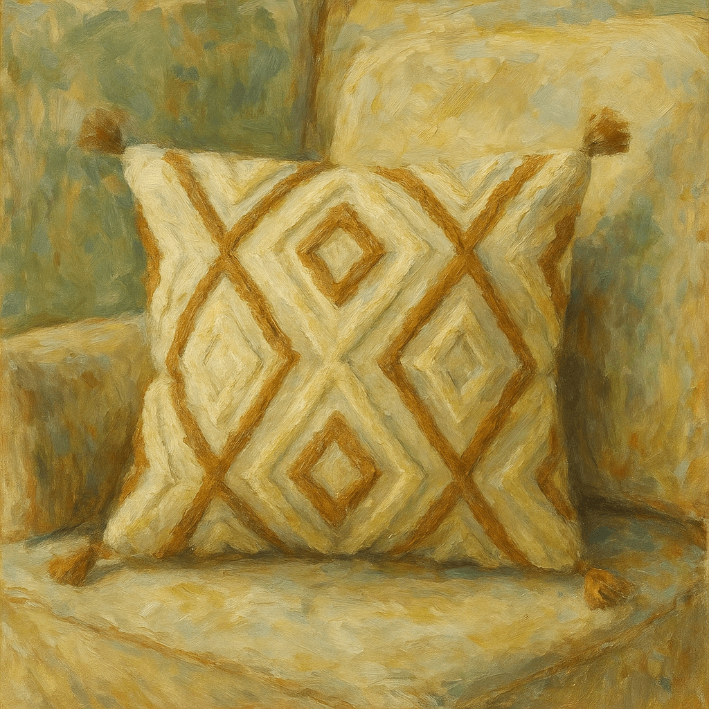 Punch Embroidered Baklava Motif Cushion