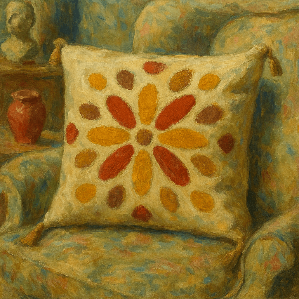 Punch Embroidered Sun Motif Cushion