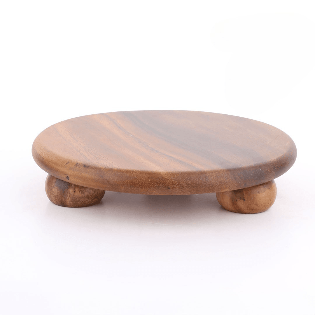 Akasya Naturel Top Ayaklı Sunum Tabağı 25 cm