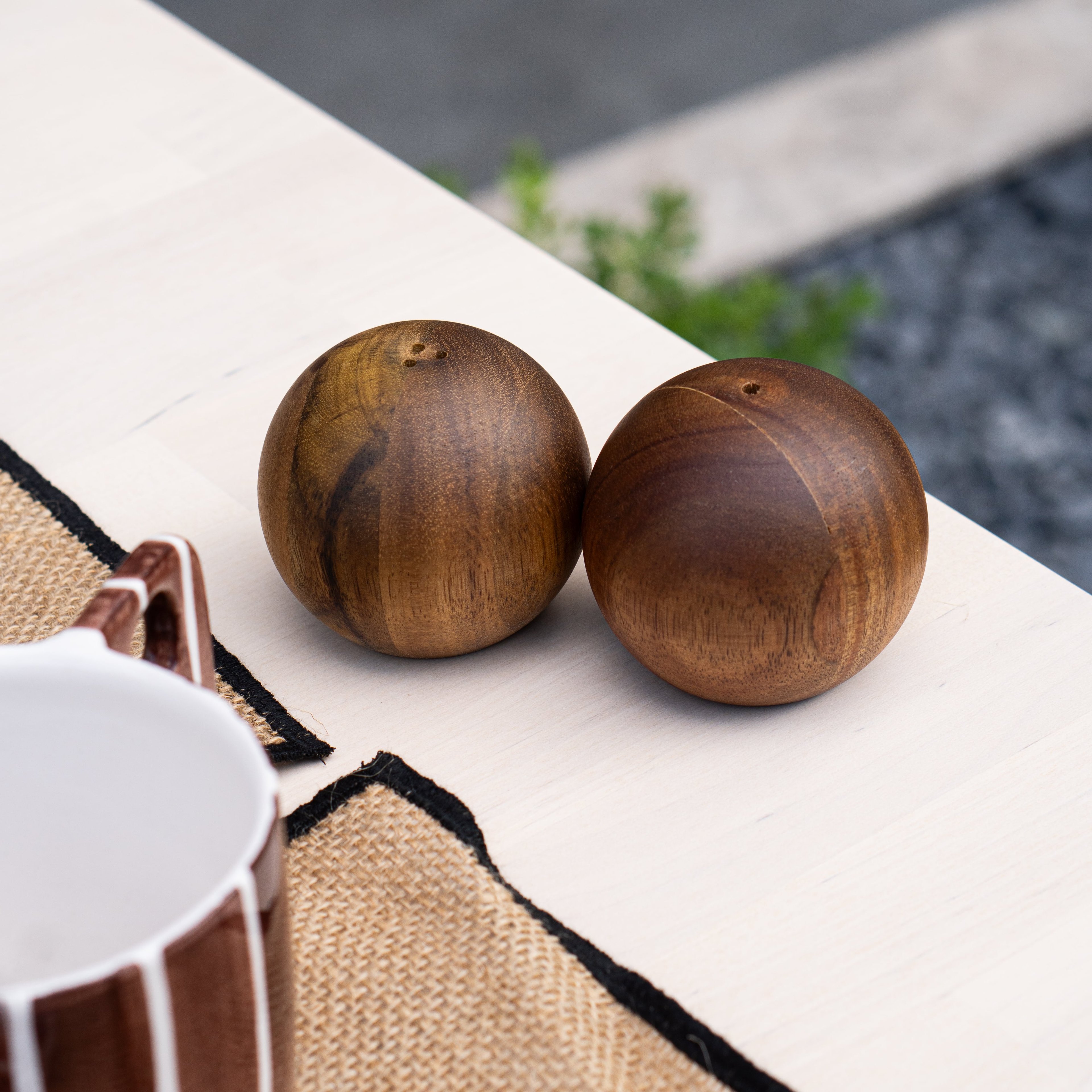 Acacia Natural Round Salt and Pepper Shaker