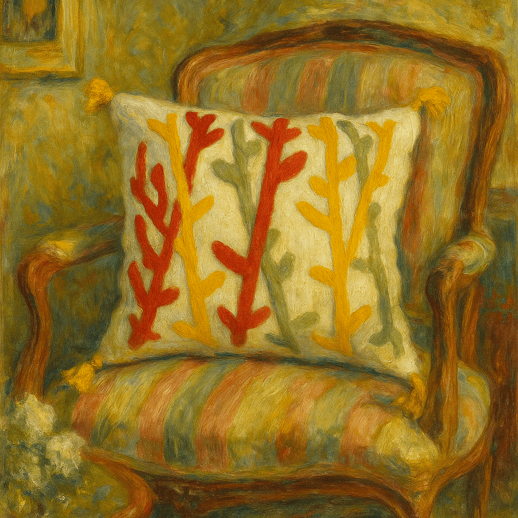 Punch Embroidered Branch Motif Cushion