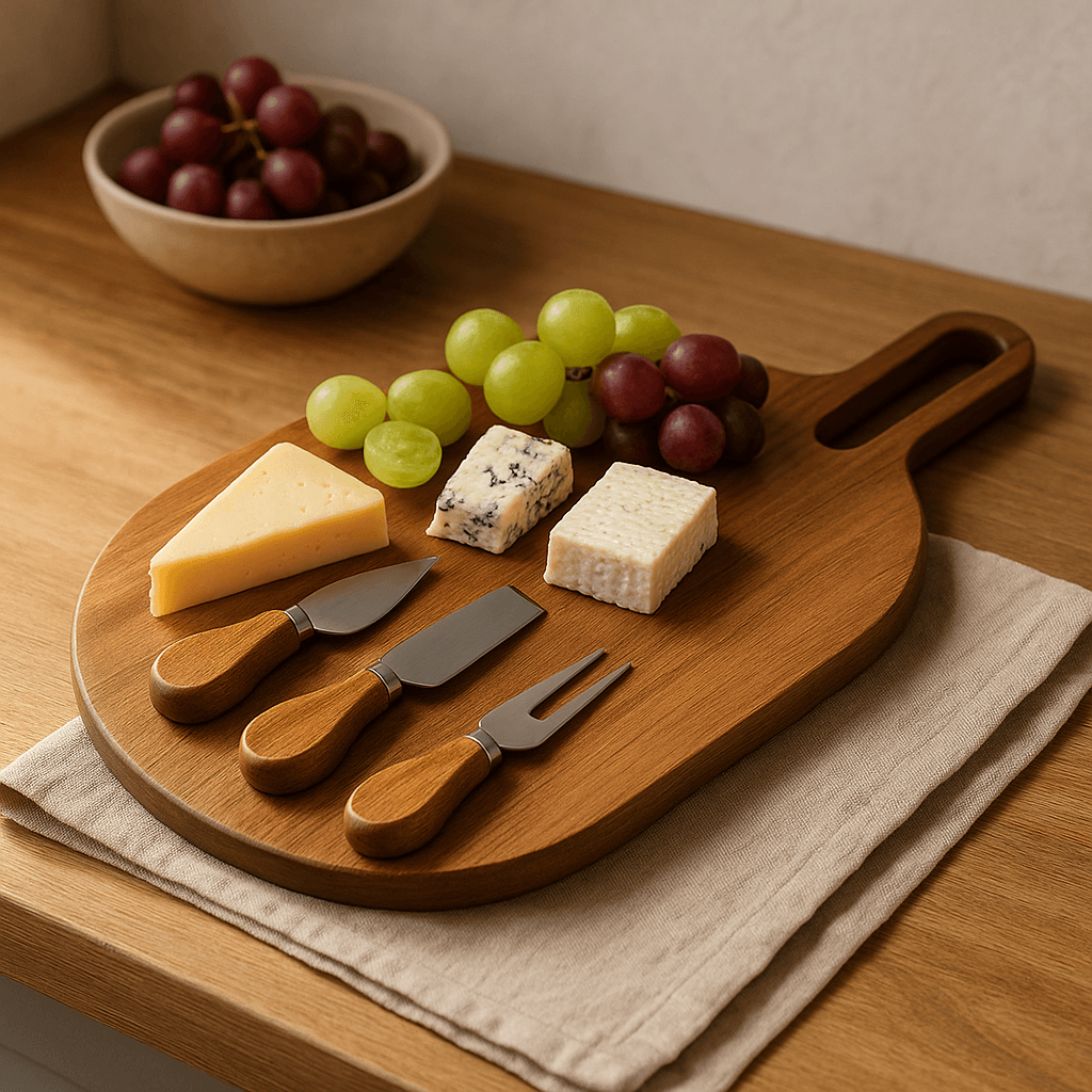 Acacia Double-Sided Serving and Cutting Board, 3-Knife Compartment
