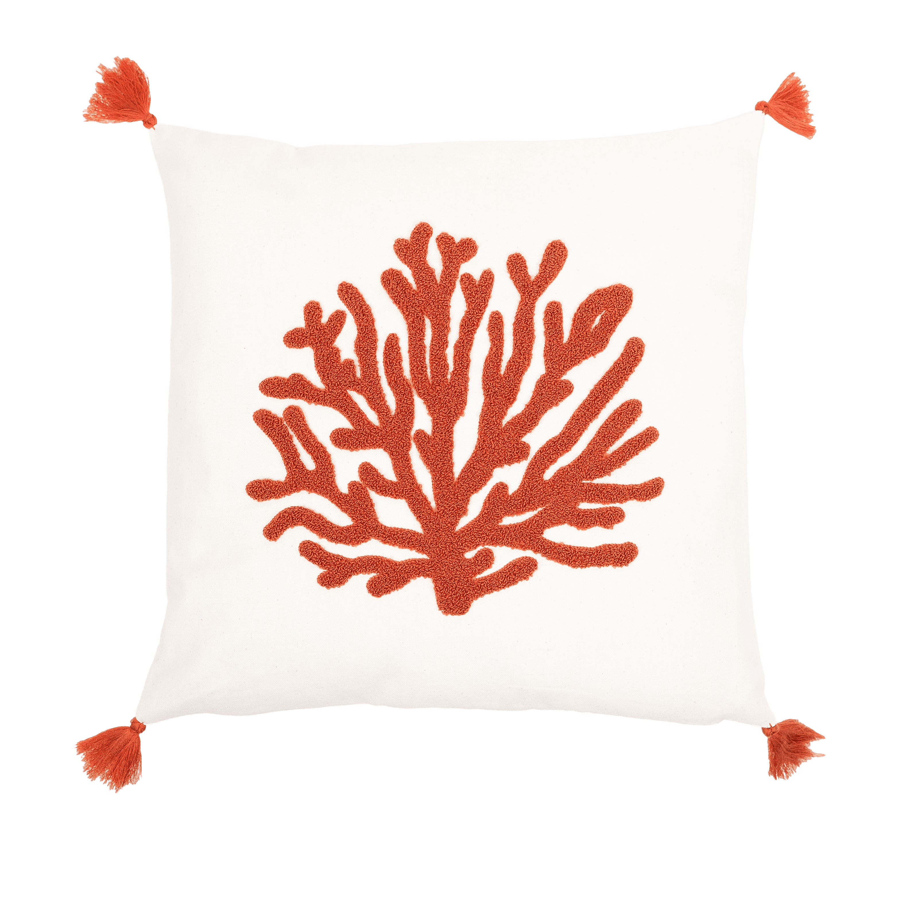 Punch Nakışlı Deniz Mercanı Motifli Kırlent Kılıfı (İç Dolgusuz) 42x42