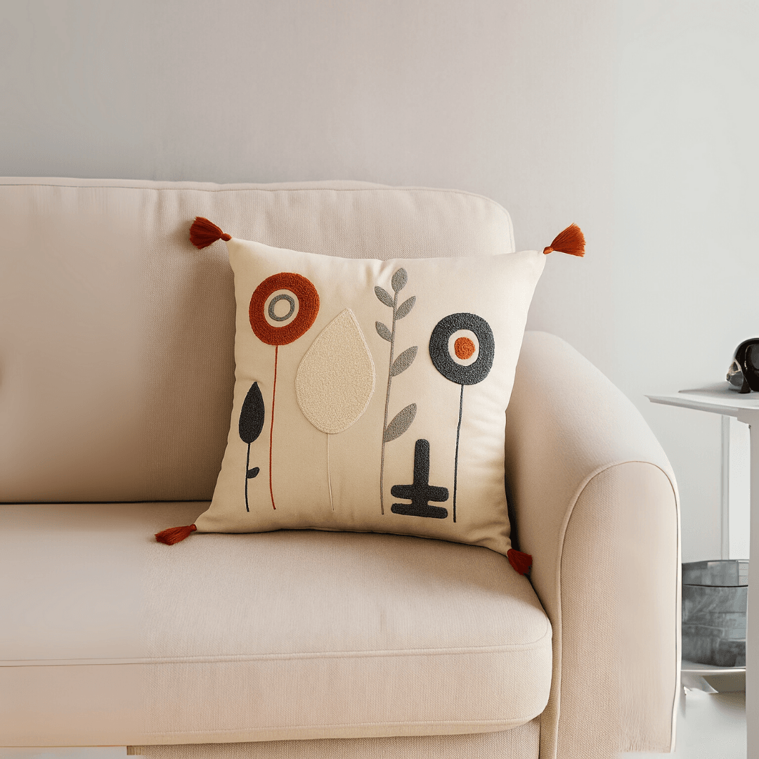 Cottage with a Village Garden Motif with Punch Embroidery