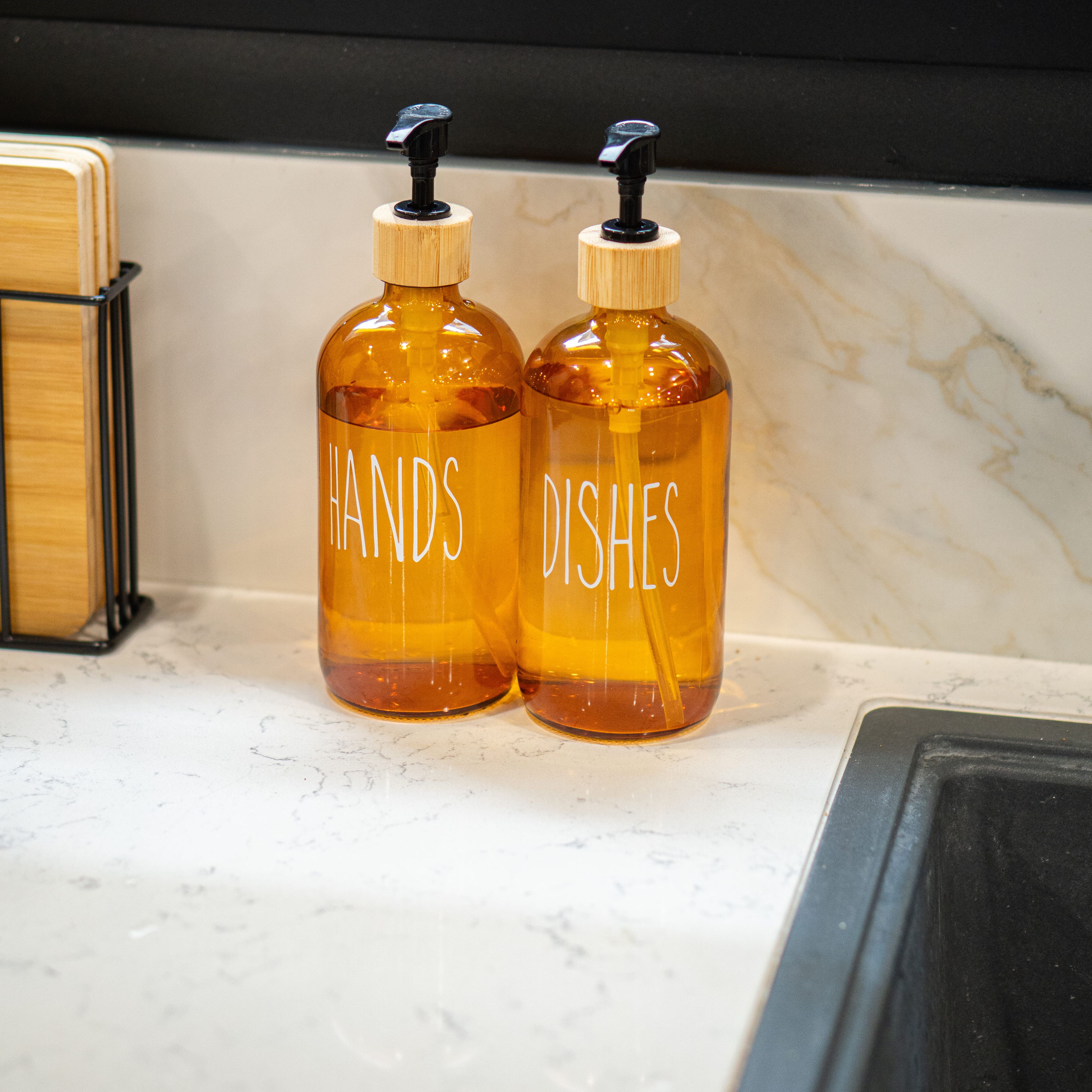 Amber 2-Piece Liquid Soap Dispenser Set