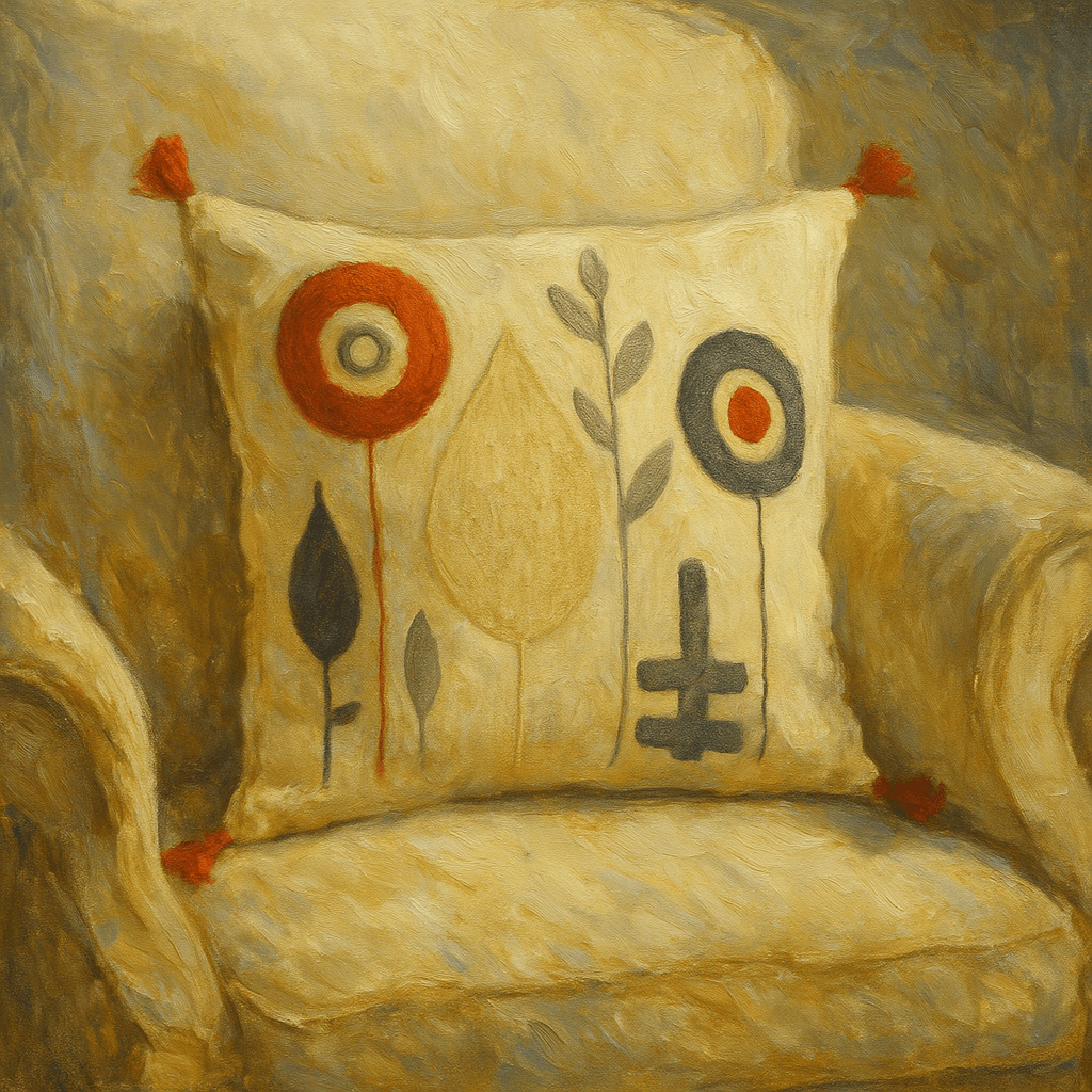 Cottage with a Village Garden Motif with Punch Embroidery