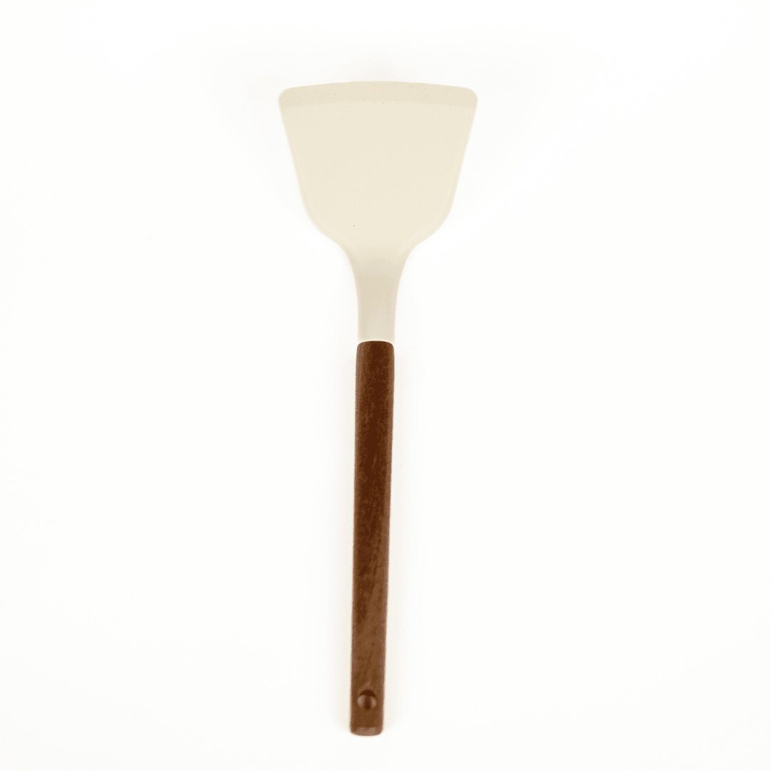 Akasya Naturel Saplı Düz Silikon Spatula