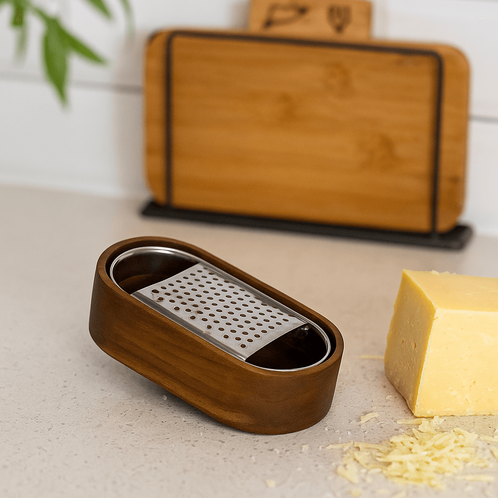 Acacia Naturel Grater with Container
