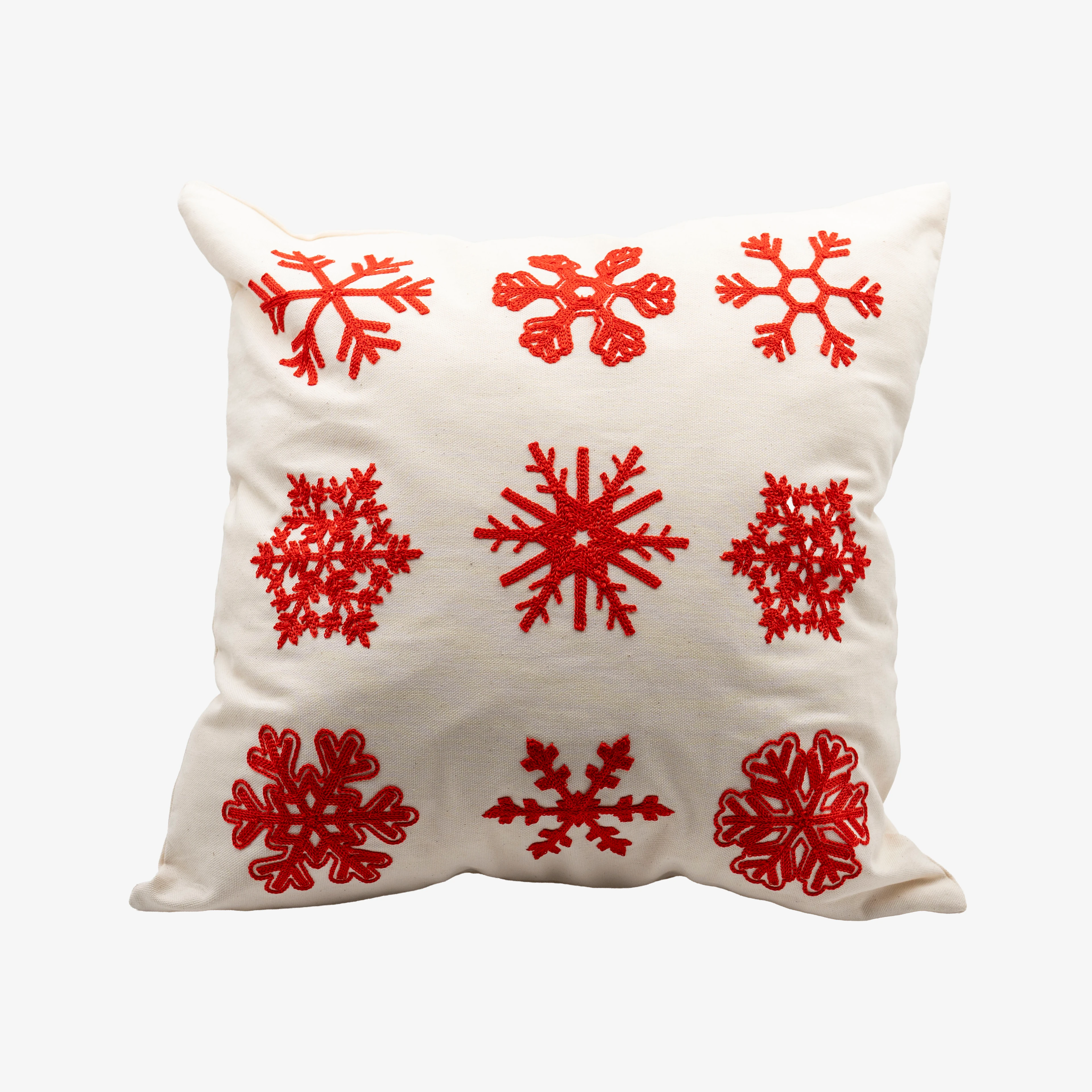 Punch Nakışlı Kar Taneleri Motifli Kırlent Kılıfı (İç Dolgusuz) 42x42